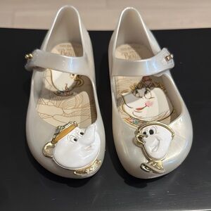 Mini Melissa Beauty and the Beast White Sandals with Decorative